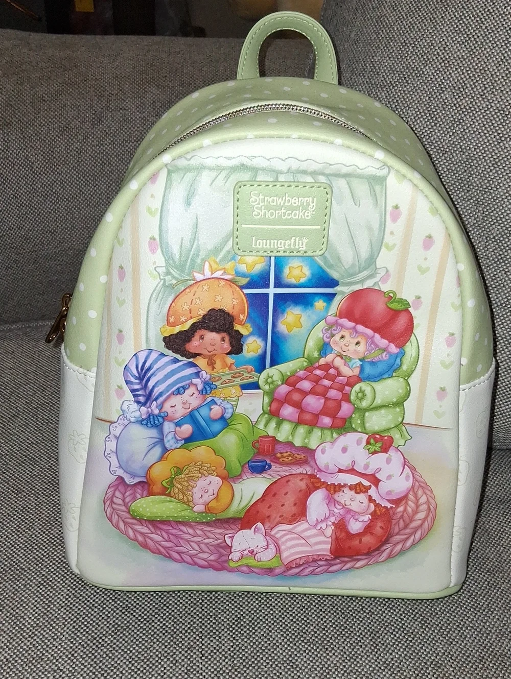Loungefly Strawberry Shortcake Kids Pastel Green Polka Dot Mini Backpack